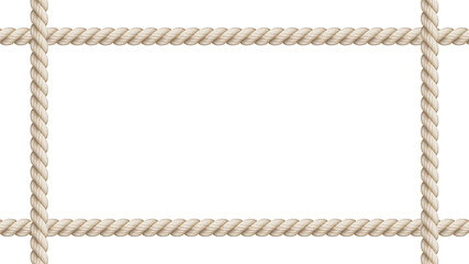 Rope frame on white background. Realistic vector illustration.