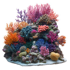 Coral reef isolated on transparent background, PNG
