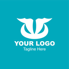 Obraz premium modern logo. White logo on a turquoise background.