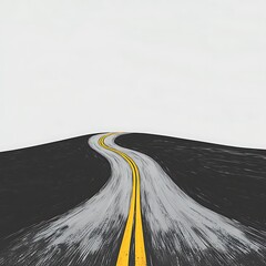 Winding Road for Grey Hill, Open Sky.