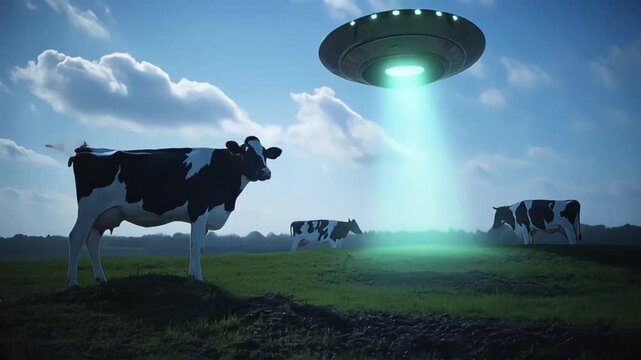 a UFO abducts a cow
