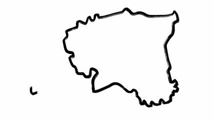 Estonia hand drawn map in package of stop motion sketch animations in black outline. Scribble illustration of one of European states with its political territory. Learning Geography and Cartography