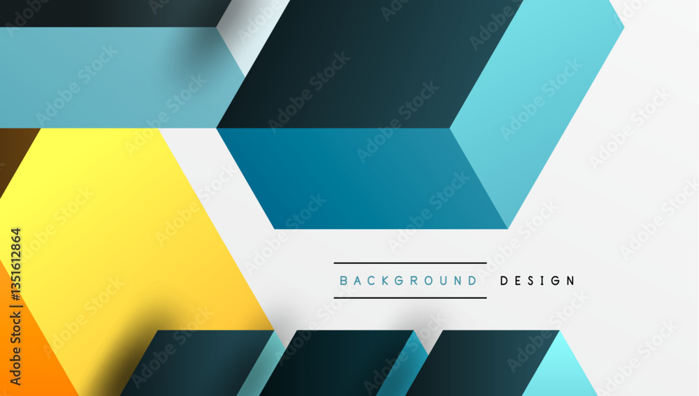 Aufkleber Sleek abstract design featuring isometric 3D blocks in a clean, modern composition. Perfect for tech-inspired themes, with vibrant colors and geometric precision