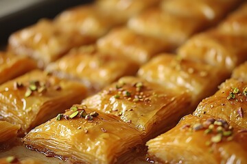 Delicious golden pastries arranged in a neat row for serving