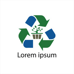 Recycling and Sustainability Logo with Green Plant | Eco-Friendly Design vector
