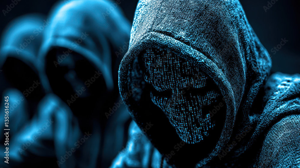Poster close-up of digital file revealing hidden malicious code in a cybersecurity threat visualization