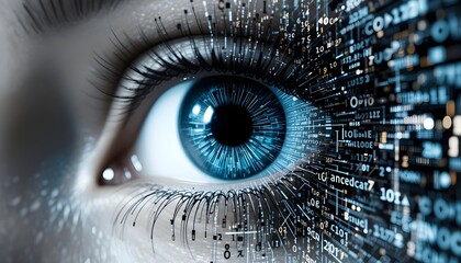 AI Eye Code Blue Detail, Digital Vision Technology