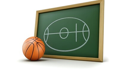 Fototapeta premium Basketball court plan chalkboard.