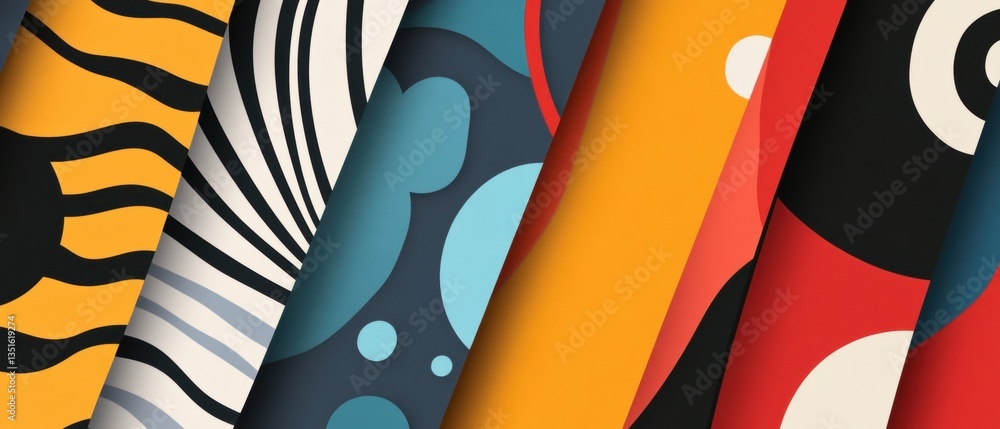 Poster colorful abstract patterns with bold lines and shapes for creative background design and modern art 