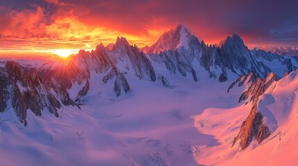 Obraz premium Majestic Alpine Sunrise Over Snowy Peaks
