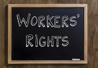Fototapeta premium A chalkboard with Workers' Rights in bold, handwritten letters.