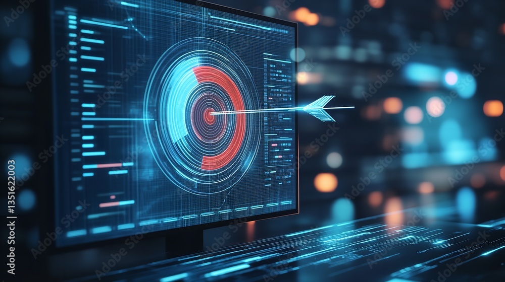 Aufkleber digital target arrow success technology concept futuristic interface modern business data analytics 