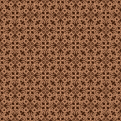 Elegant Brown Damask Seamless Pattern for Sophisticated Decorative Design . Vector illustration.