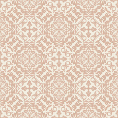 Elegant Beige Damask Seamless Pattern for Sophisticated Decorative Design . Vector illustration.