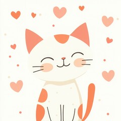Adorable cartoon cat surrounded by hearts, perfect for Valentine's Day or any occasion needing a touch of cuteness!