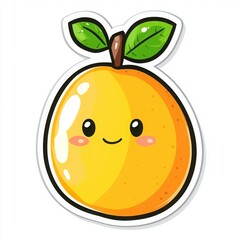 Adorable cartoon illustration of a happy mango.  Bright yellow fruit with a cheerful expression, perfect for kids' content!