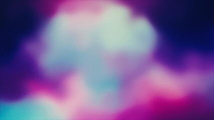 Abstract blurred spots in blue, pink, and purple, resembling watercolor or fog, on a dark blue or...