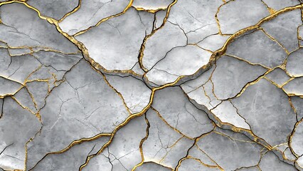 Cracked Marble Texture with Gold Veins