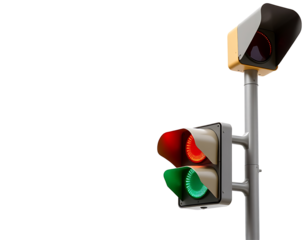 Traffic light showing red and green lights