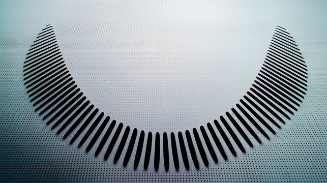 Abstract grayscale image featuring a curved pattern of parallel lines against a subtly textured background