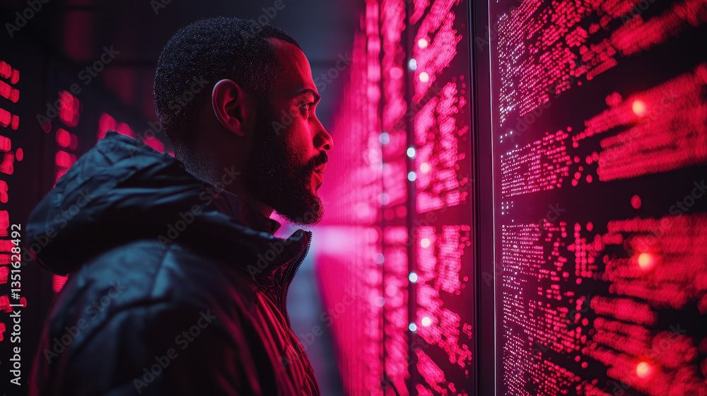 Aufkleber cybercriminal uncovers zero-day vulnerability through code analysis and digital breach symbols in da