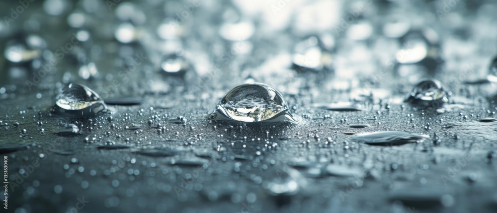 Aufkleber close-up of water droplets on a smooth surface reflecting light in a soft focus environment with a s