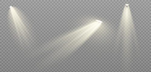 Vector light on isolated transparent background. Sun, rays of light png. Magic glow, golden light png.