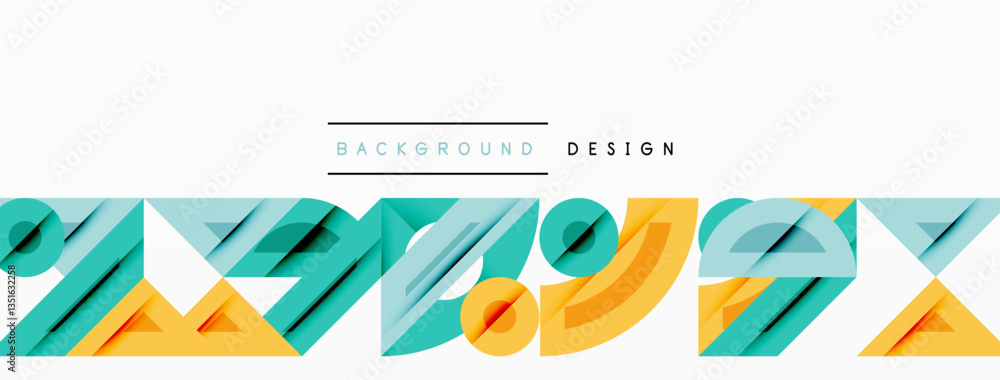 Wall mural abstract geometric background with shapes, featuring circular and rounded elements. bold contrast, s