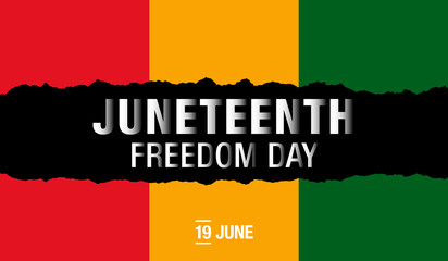 Juneteenth Freedom Day letters on torn paper