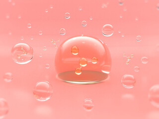 Ready to use 3d Rendering, advertising. Cosmetic serum Oil drop on Saggy skin cell, Skin Repair, moisturizer, collagen serum.