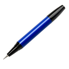 A photo of a whiteboard marker with blue ink and a black pen on a transparent background