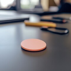 Peach Student ID Card on a Wooden Desk in a Cozy Cafe