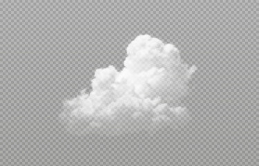 Vector realistic cloud, smoke or fog on isolated transparent background. Cloud png. Smoke png