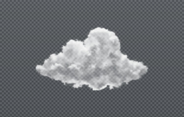 Vector realistic cloud, smoke or fog on isolated transparent background. Cloud png. Smoke png