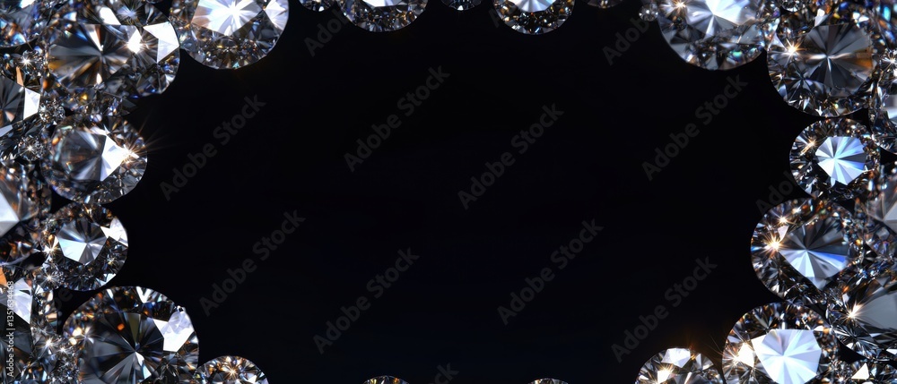 Aufkleber close-up view of sparkling diamonds in a decorative frame on a dark background ideal for luxury and 
