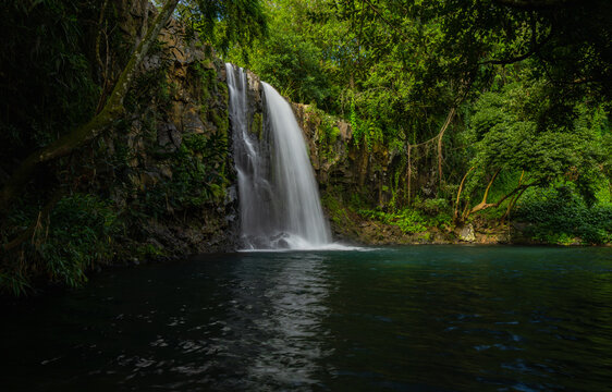 Long Exposure shot of Minissy Waterfall located in Mauritius island