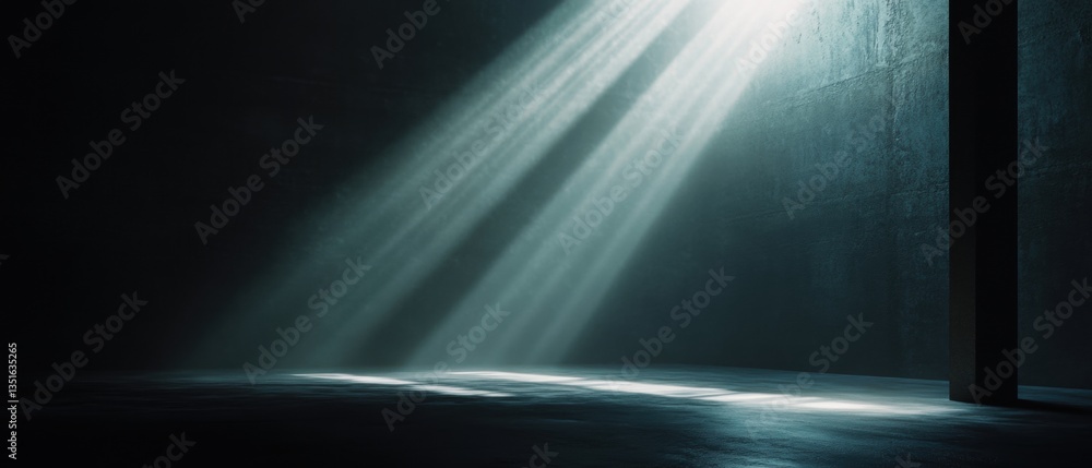 Aufkleber dramatic light rays streaming through a darkened space creating an atmospheric and mysterious scene 
