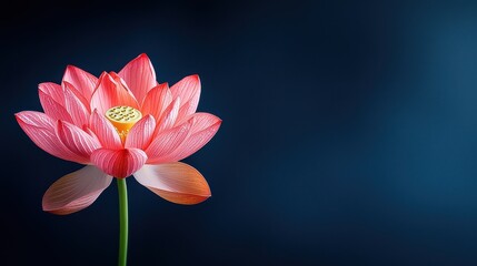 Fototapeta premium Pink lotus flowers bloom in water, showcasing nature's beauty. The pink petals evoke serenity and tranquility, reflecting the flower's bloom.