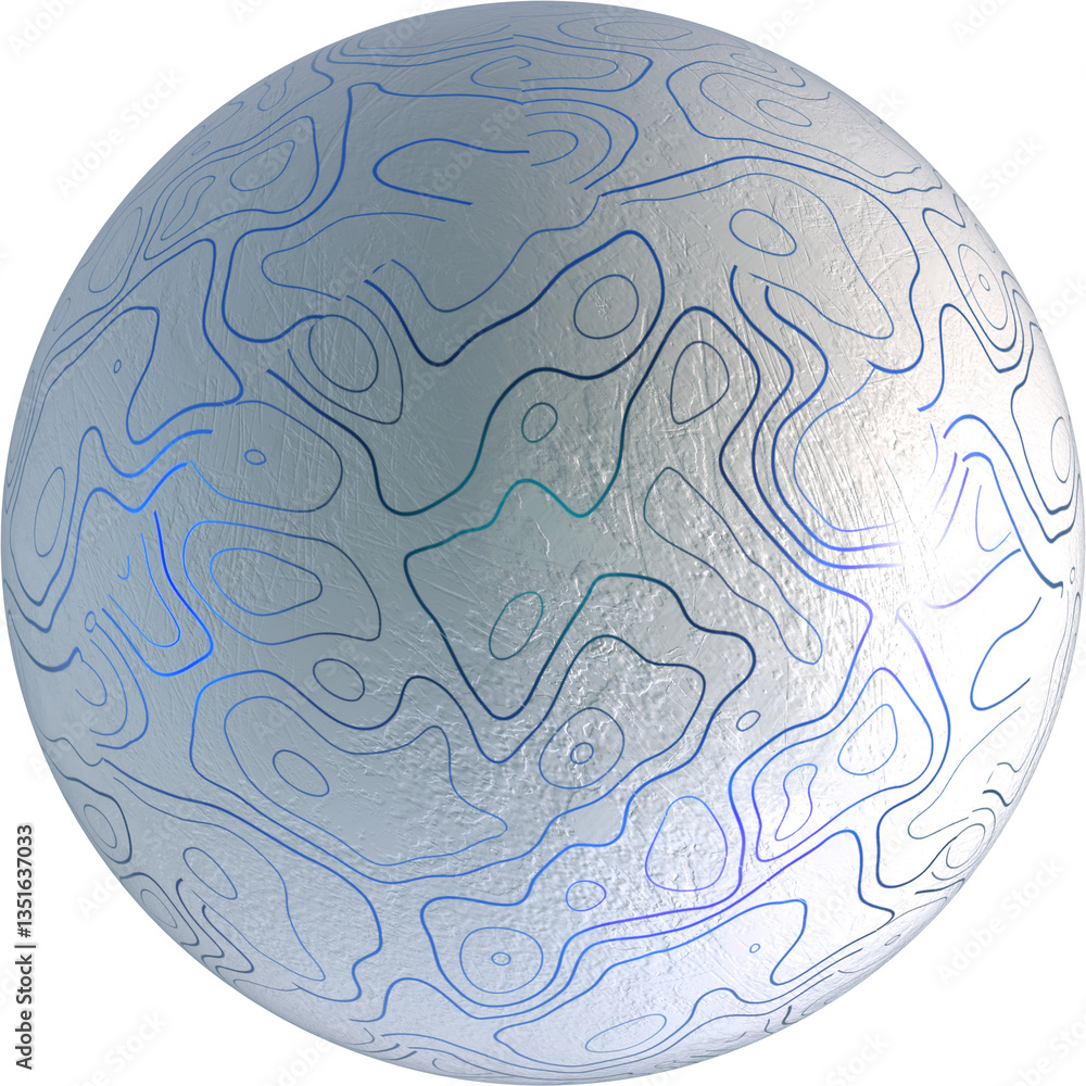 Poster smooth white sphere covered in abstract topographic contour lines. a minimal modern design perfect f