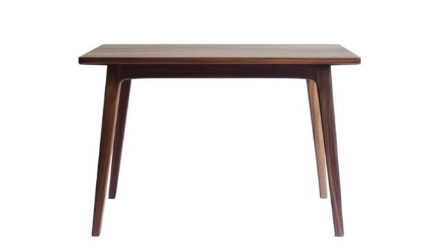 Wooden table rectangular top four legs appears to dining isolated