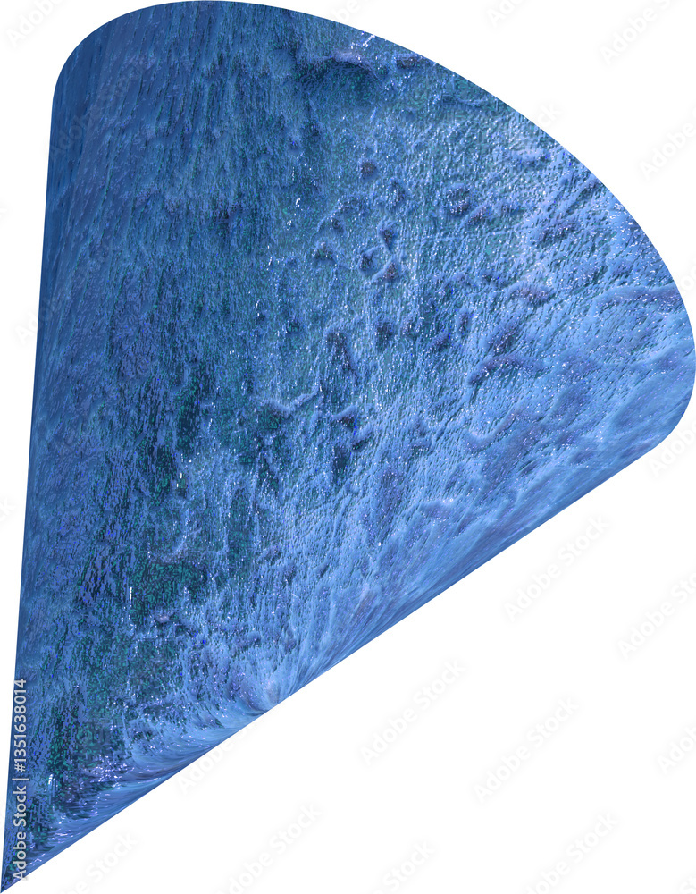 Fototapete abstract blue triangular object with rough textured surface surreal form suggesting motion digital r