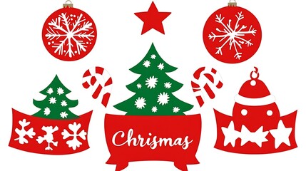 Christmas Ornament Icons Set.