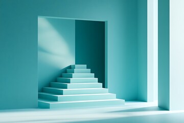 Teal Minimalist Architecture Stairs Design