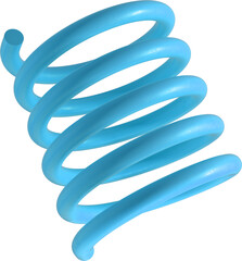 Light blue coil spring abstract 3D shape with smooth surface vertical orientation modern minimal design digital render isolated on white background clean engineering art