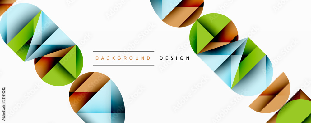 Wall mural minimal geometric abstract background. circle square and triangle design