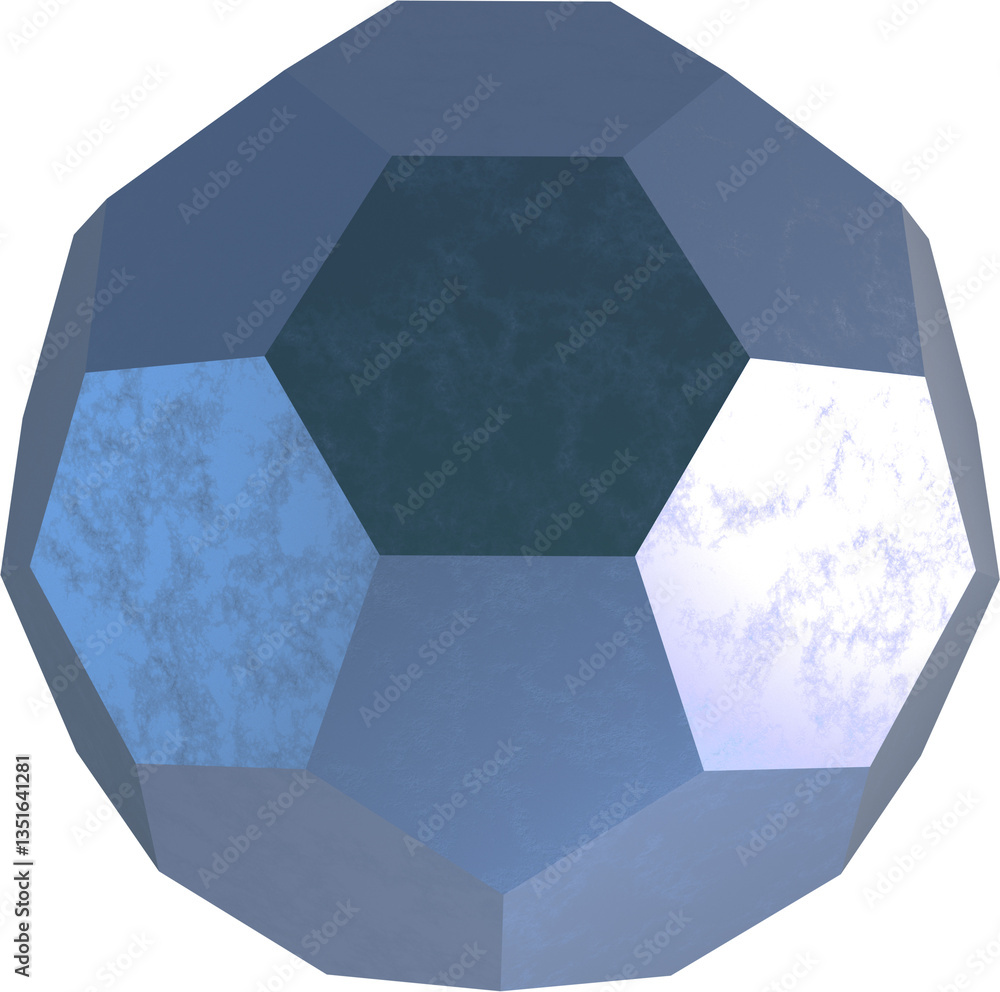Poster blue polyhedron with pentagonal faces and matte texture. abstract geometric 3d render perfect for mo