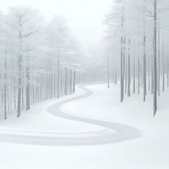 Winding Snow Road for Winter Forest.