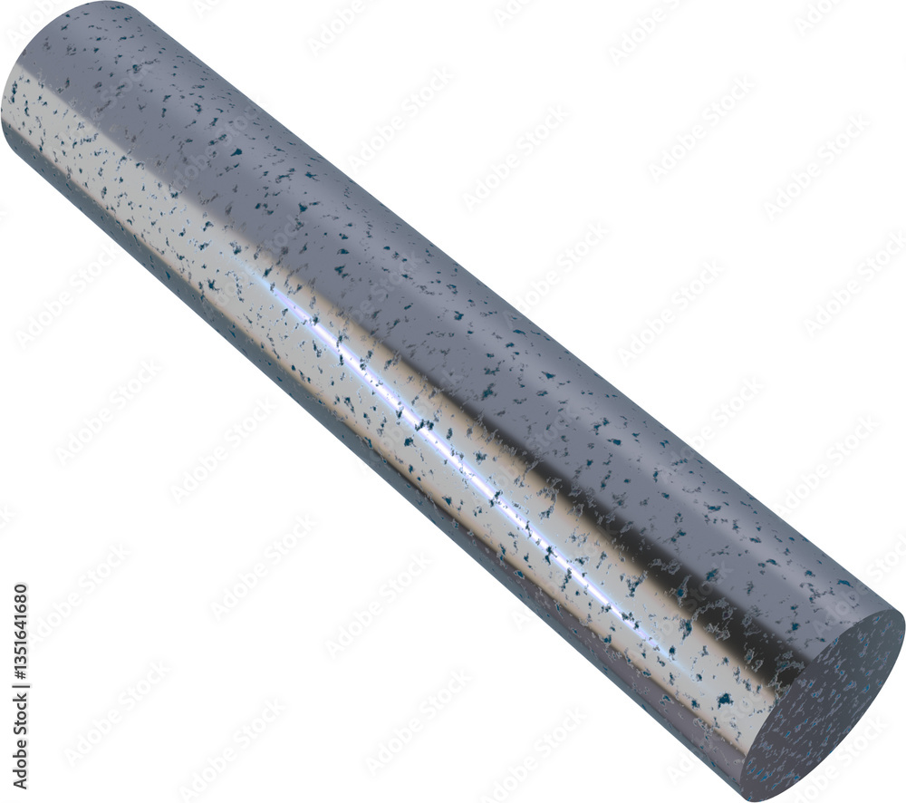 Poster sleek cylindrical metallic rod featuring speckled detailing and reflective properties offering a fut
