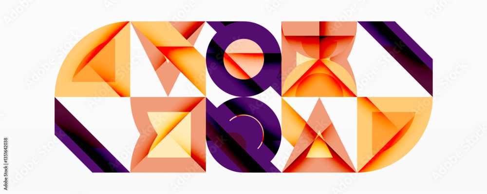 Poster Minimal geometric abstract background. Circle square and triangle design