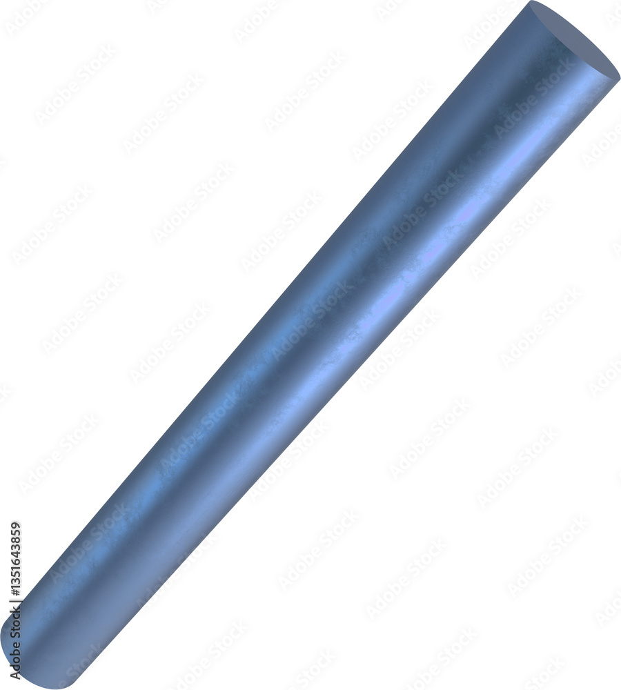 Poster blue cylindrical rod with matte texture and subtle reflections. minimal elongated shape ideal for mo